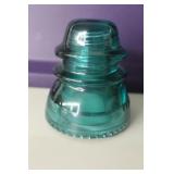 Aqua Glass Insulator with Embossed Markings