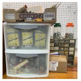 White 2 drawer Container W/Contents and Small