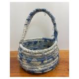 VTG Handmade Rag Basket-9ï¿½ in Diam.