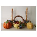Vintage Ceramic Pumpkin and Harvest Table Decor Se