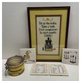 Kitchen Decor-Framed Needlepoint Art Work Kitchen