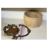 Brass Desk Accessories and Ceramic Bowl