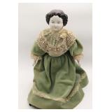 Porcelain-Head Doll in Green Lace Dress