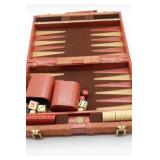 Red Woven Leather Backgammon Set