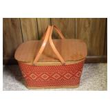 Woven Picnic Basket with Hinged Lid