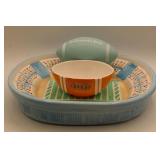 Football-Themed Ceramic Bowl Set