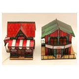 Vintage Stained Glass Village Buildings