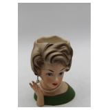 Ceramic Lady Head Vase with Pearl Details