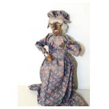 Primitive Handcrafted Fabric Doll in Floral Dress