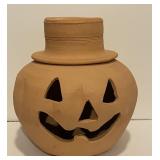 Terracotta Jack-Oï¿½-Lantern Pumpkin With Hat.