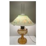 Antique Aladdin Electrified Brown Glass Oil Lamp