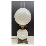 VTG Hobnail Milk Glass Hurricane Table Lamp