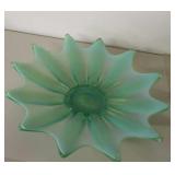 Green Flared Glass Centerpiece Bowl