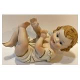 Bisque Porcelain ï¿½Piano Baby" Figurine-5.5ï¿½ Long