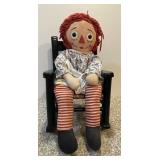 Original VTG Raggedy Ann Doll & Black Wooden