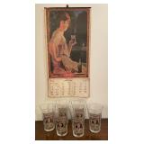 Original 1924 Coca-Cola Calendar W/6 16oz