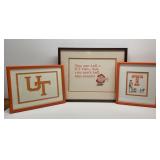 2PCS Vols Framed Intaglio Artwork & 1 Needlepoint.