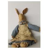 Vintage Handmade Fabric Rabbit Doll in Dress