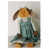 Wooden Bunny Doll With Green Dress
