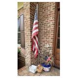 American Flag and Patriotic Decorations and Basket