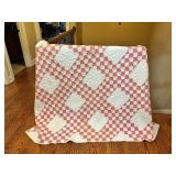 Red & White Quilted Blanket with Checkered Pattern