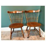 Wooden Spindle-Back Dining Chairs with Turned Legs