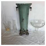 Tall Vase and Glass Bowl Decorative Set