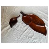Two Mahogany Leaf-Shaped Dishes Made in Haiti