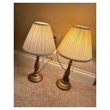 Brass Table Lamps with White Shades