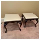 2 Cherry Wood Upholstered Stools, 20´´x20´´x18´´ T