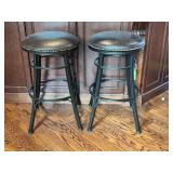 Metal and Leather Upholstered Bar Stools