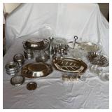 Silver Plate & Glass Serving Lot