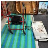 Red Walker, 2 Canes, and Lumex Versaframe Toilet S