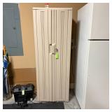 Tall Plastic Storage Cabinet with Contents Include