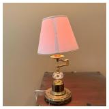 Brass & Crystal Accent Lamp W/ Pink Shade