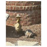 Garden Decor Set with Concrete Duck in Hat and Tur