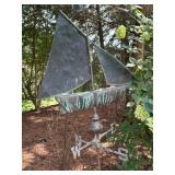 Metal Sailboat Weather Vane with Verdigris Patina