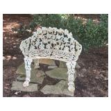 Cast Iron Garden Bench with Ornate Botanical Desig