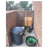 Outdoor Utility Lot Including Wheelbarrow, Trash B