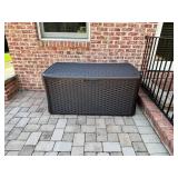 Suncast Resin Wicker Patio Storage Deck Box with L