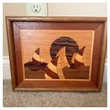 Wooden Intarsia Wall Art Depicting Sailboats