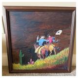 3D Wood Artwork Depicting Cowboy Scene