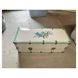 Painted Metal Storage Trunk with Floral Design and