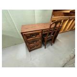 Wooden Desk with Three Drawers and Chair