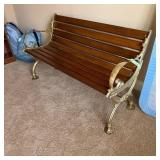 49-Inch Wide Wooden and Metal Slatted Bench