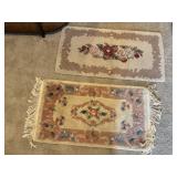 Two Hand-Hooked Floral Accent Rugs