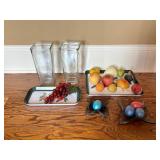 Glass Vases, Trays and Faux Fruit by Design Import