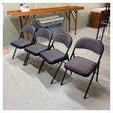 Four Upholstered Folding Chairs with 17.5-Inch Sea