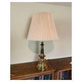 Brass Table Lamp with Pleated Shade