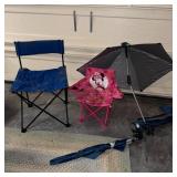 2 Versa-Brellas with Kid and Adult Folding Chairs